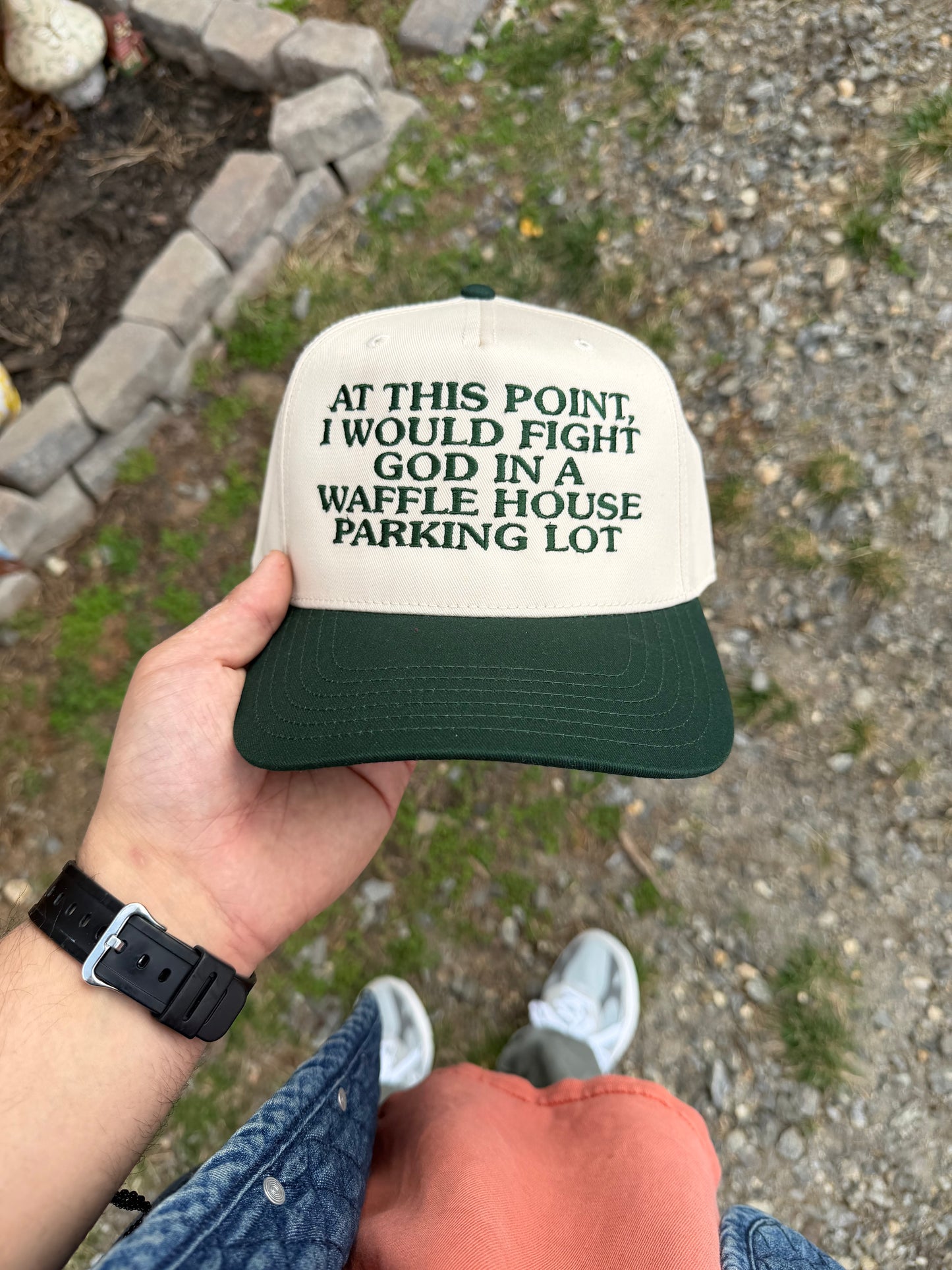 FIGHT GOD IN A WAFFLE HOUSE PARKING LOT (Green/Khaki)