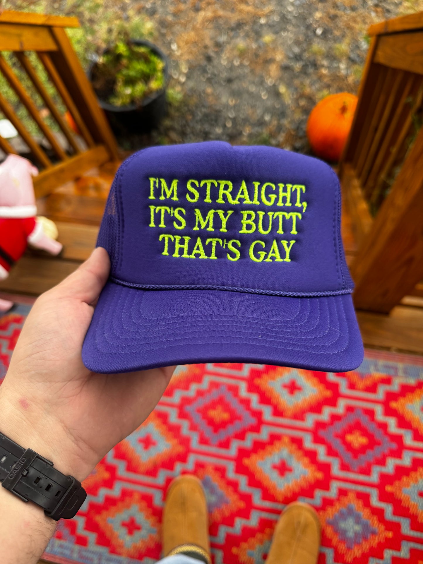 I’m straight, it’s my butt that’s gay (PURPLE/NEON YELLOW)