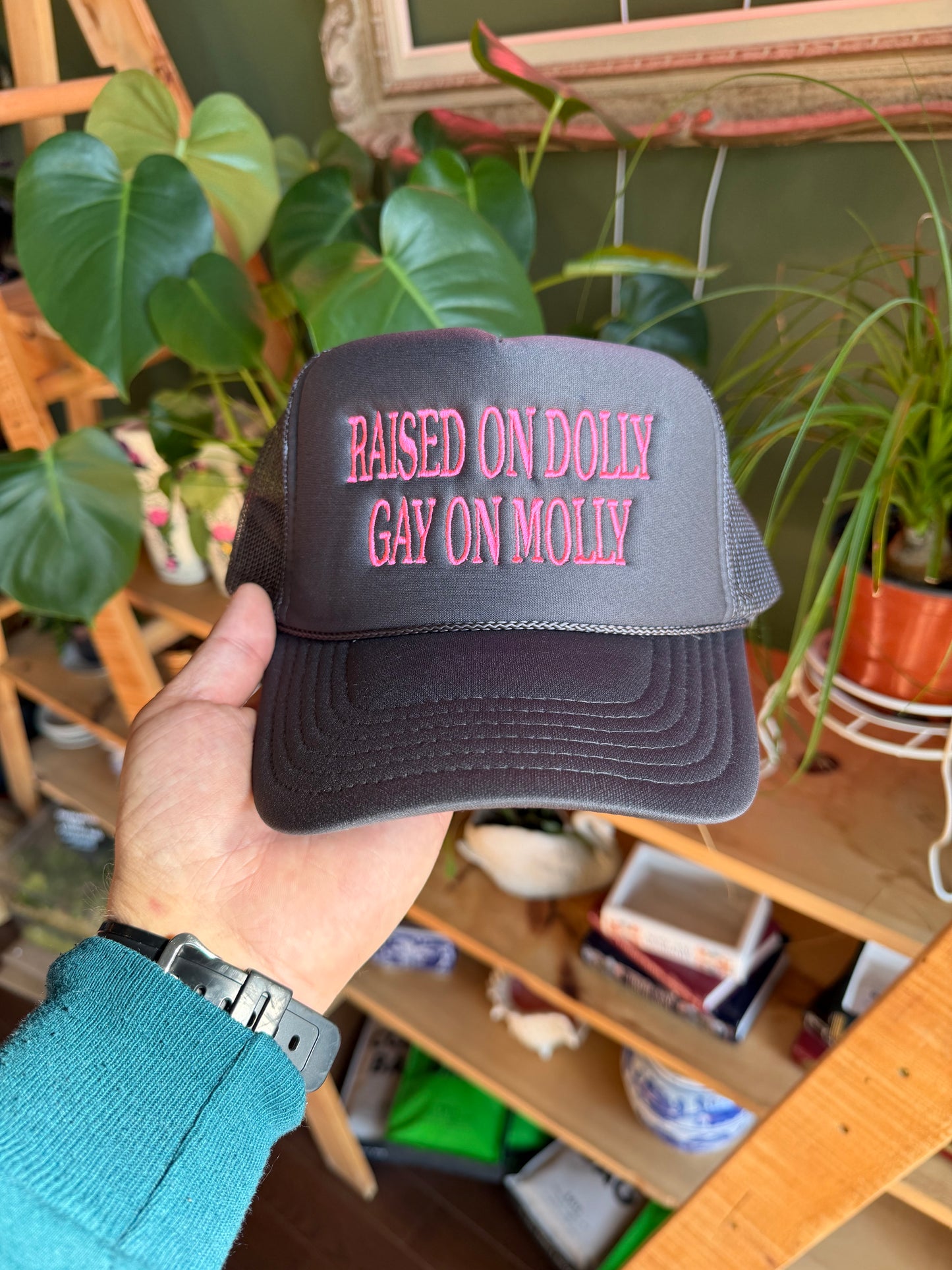 Raised on Dolly Gay on Molly (Gray/Neon Pink)