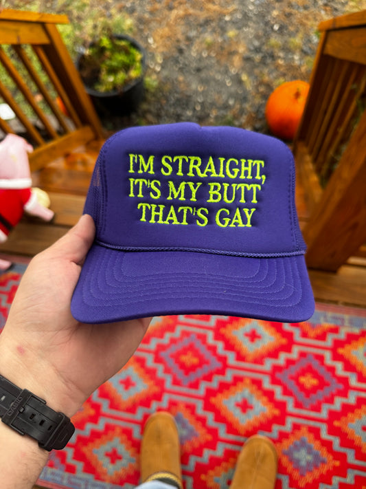 I’m straight, it’s my butt that’s gay (PURPLE/NEON YELLOW)