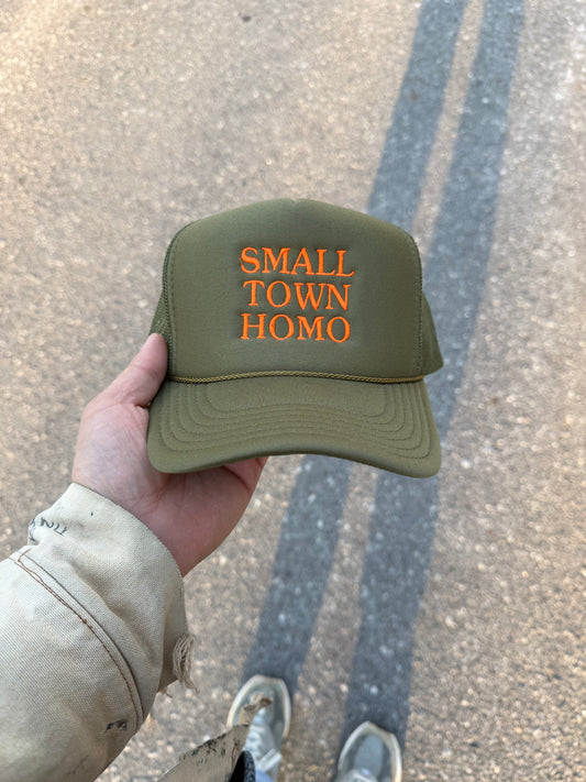 Small Town Homo (Olive/Neon Orange)