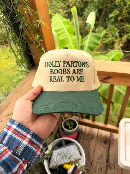 Dolly Parton’s Boobs are real to me V2 (Khaki/dk grn)