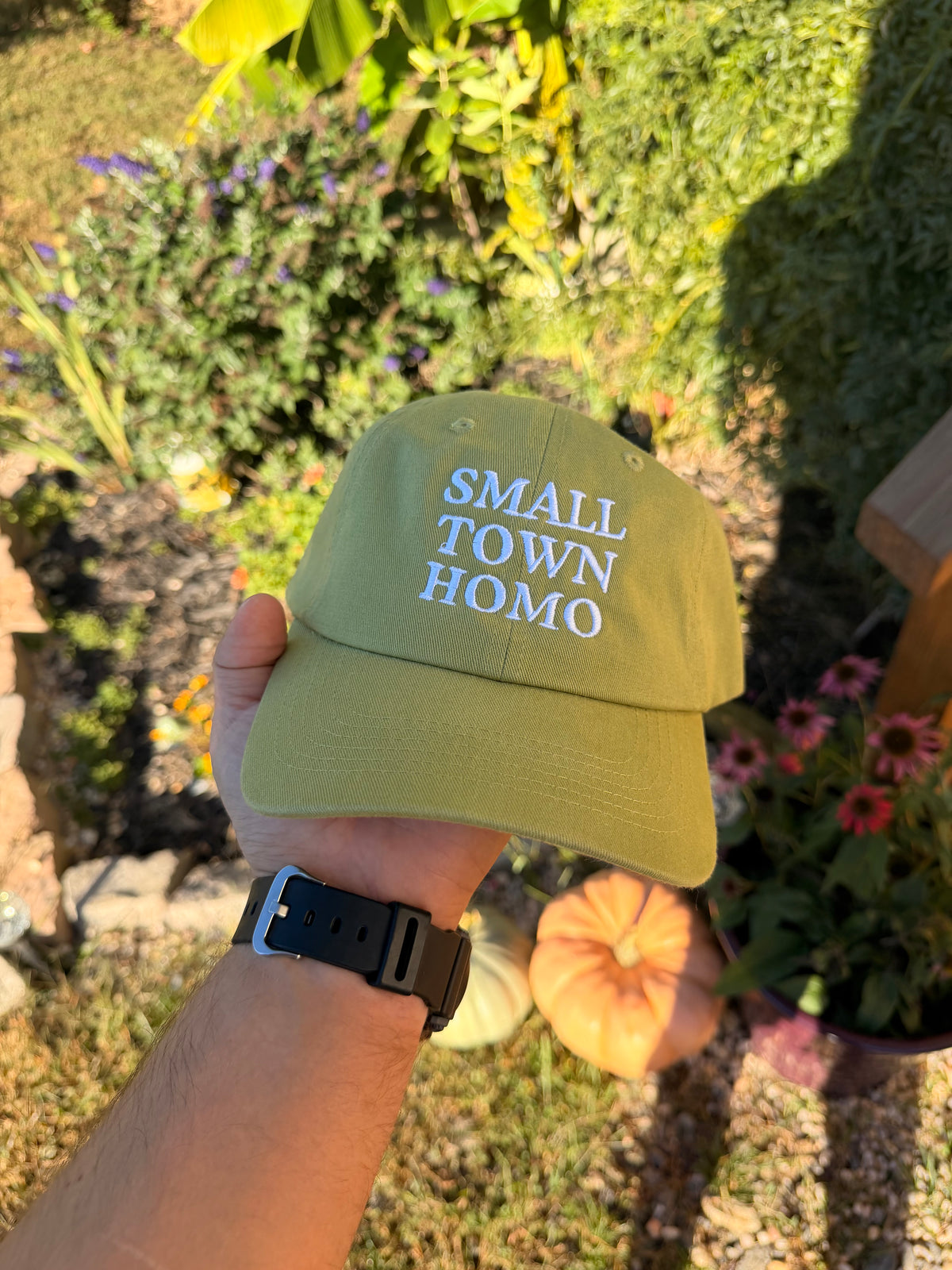 Small Town Homo Dad Hat (Light Green)