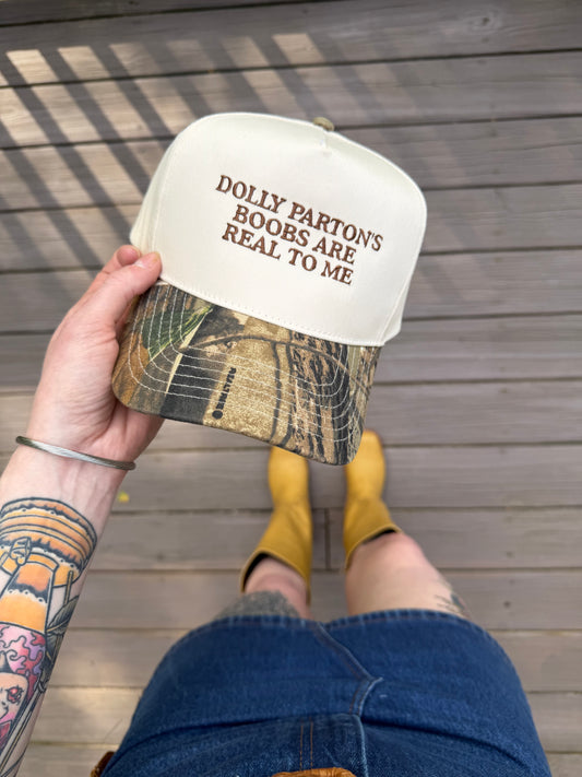 Dolly Parton’s boobs are real to me (5 panel/ tan/camo)