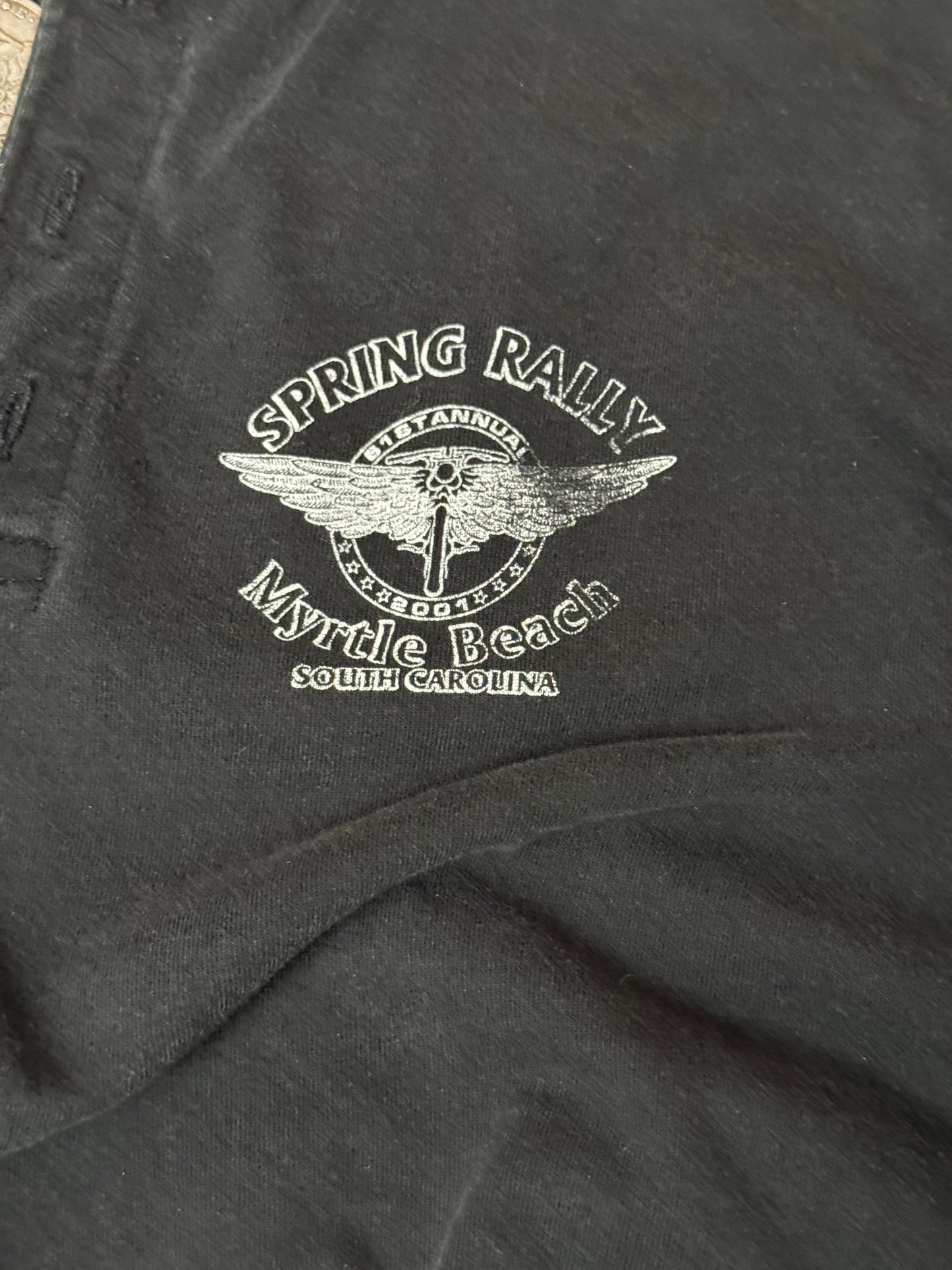 2001 Myrtle beach biker Henley Tee Cropped arms
