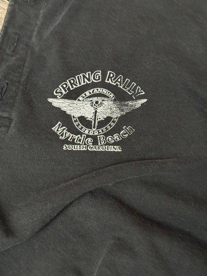 2001 Myrtle beach biker Henley Tee Cropped arms