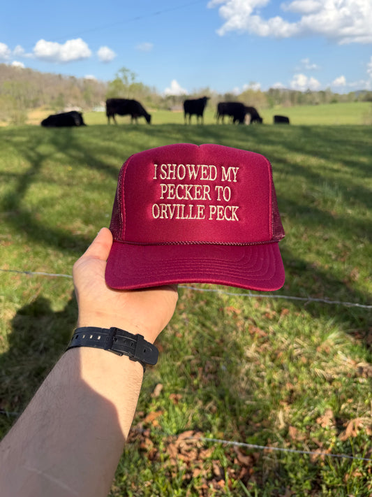 I showed my pecker to Orville Peck (maroon)