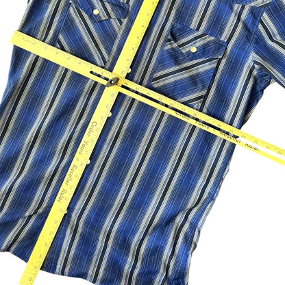 High Noon Blue Strip Pearl Snap