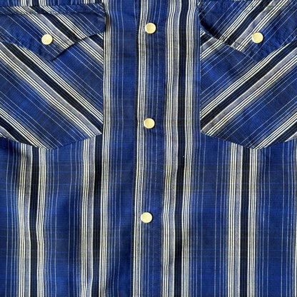 High Noon Blue Strip Pearl Snap